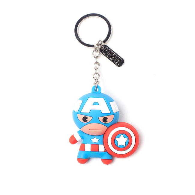 MARVEL COMICS Captain America Character 3D Pendant Rubber Keychain, One Size, Multi-colour