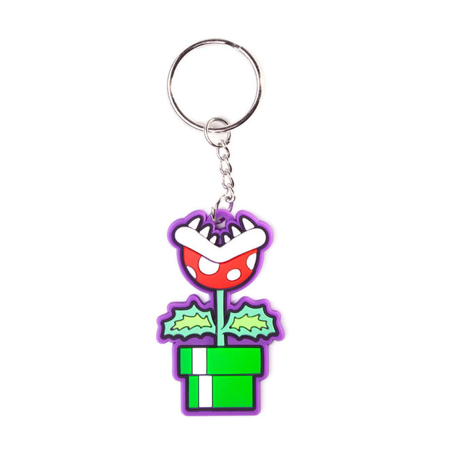 NINTENDO Super Mario Bros. Piranha Plant Character Pendant Rubber Keychain, One Size, Multi-colour (KE060901NTN)