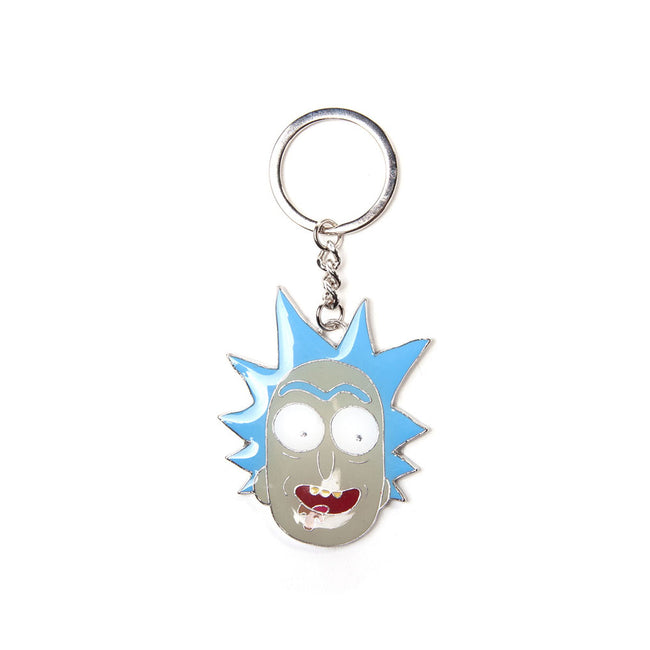 RICK AND MORTY Rick Big Face Pendant Metal Keychain, Blue/Grey (KE081213RMT)