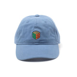 RUBIK'S CUBE Embroidered Logo Stone Washed Denim Dad Cap, Blue (BA525306RBK)