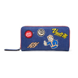 FALLOUT 76 Vault 76 Denim with Embroidered Patches Purse Wallet with All-Around Zip