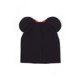 DISNEY Minnie Mouse Beanie with Ears and Pink Bow, Unisex, Black (KC352803MIN)