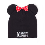 DISNEY Minnie Mouse Beanie with Ears and Pink Bow, Unisex, Black (KC352803MIN)