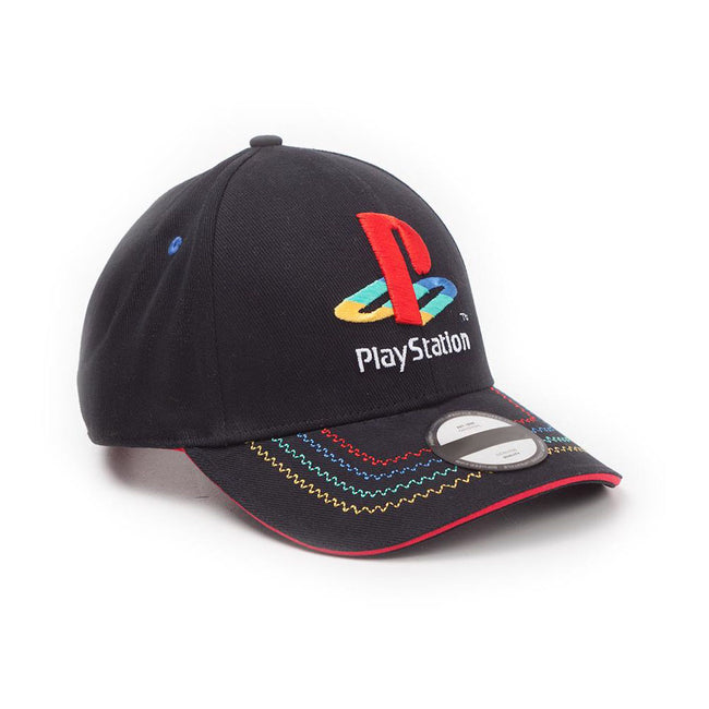 SONY Playstation Embroidered Retro Logo Adjustable Cap, Unisex, Black/Red (BA271584SNY)