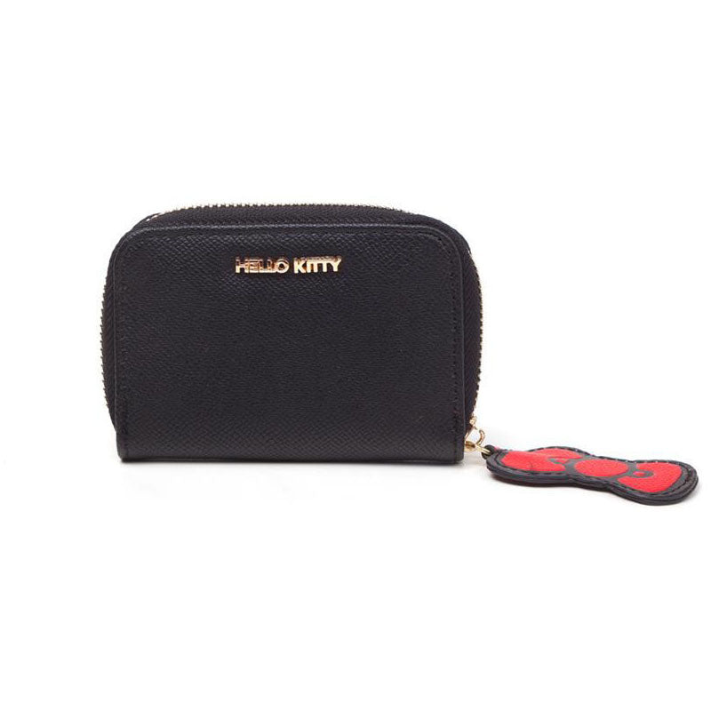 HELLO KITTY Ladies Zip Around Coin Purse, Female, Black/Red