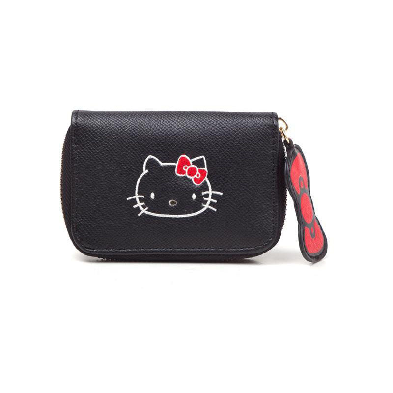HELLO KITTY Ladies Zip Around Coin Purse, Female, Black/Red
