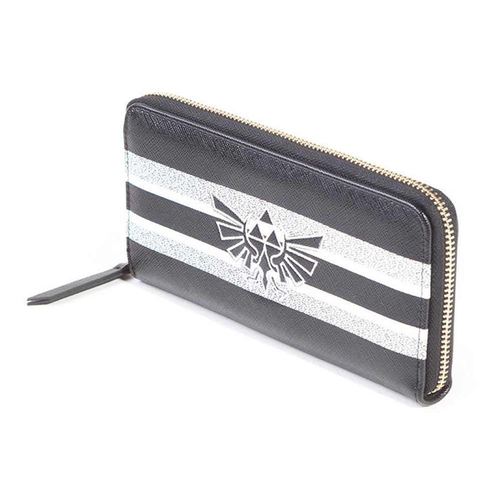 NINTENDO Legend of Zelda Hyrule Royal Crest with Stripe Pattern All-round Zipper Purse Wallet, Female, Black/White