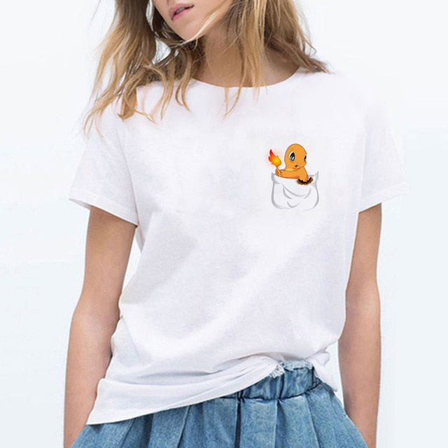 Women T Shirts Pokemon Puma Pika