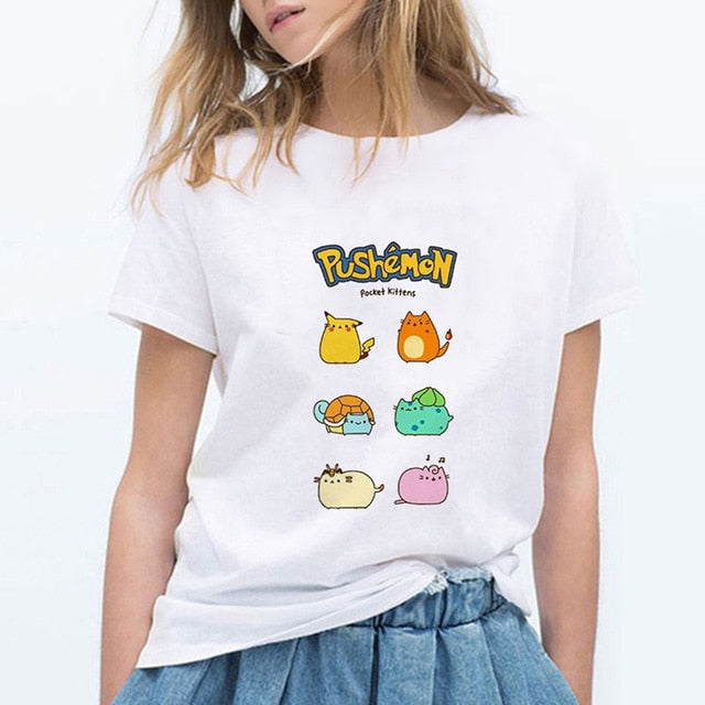 Women T Shirts Pokemon Puma Pika