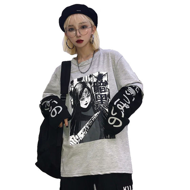 Harajuku Anime Gothic kill Long Sleeve Tops